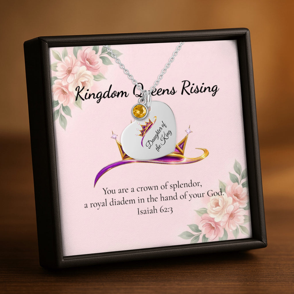 Daughter of The King Heart Necklace with Birthstone