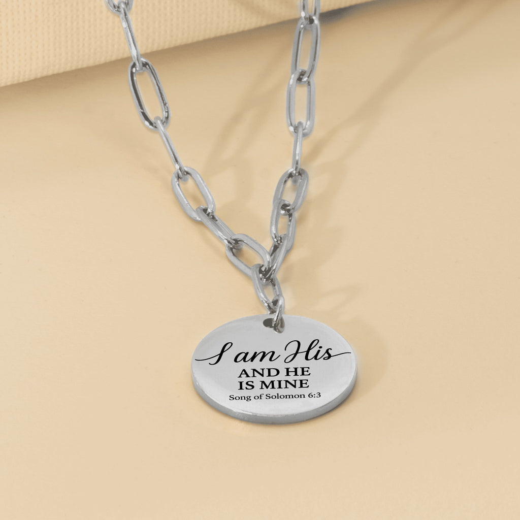 I am His Paperclip Coin Necklace