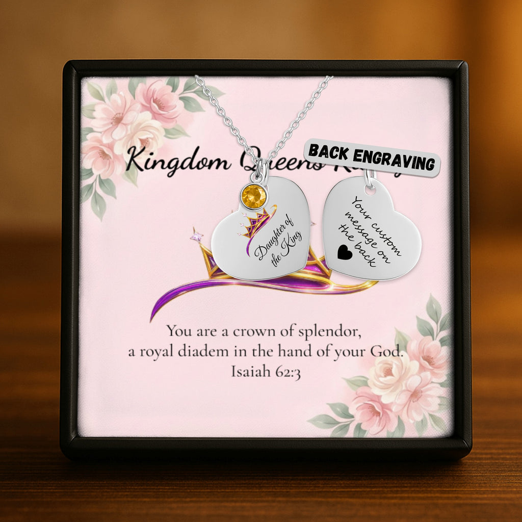 Daughter of The King Heart Necklace with Birthstone