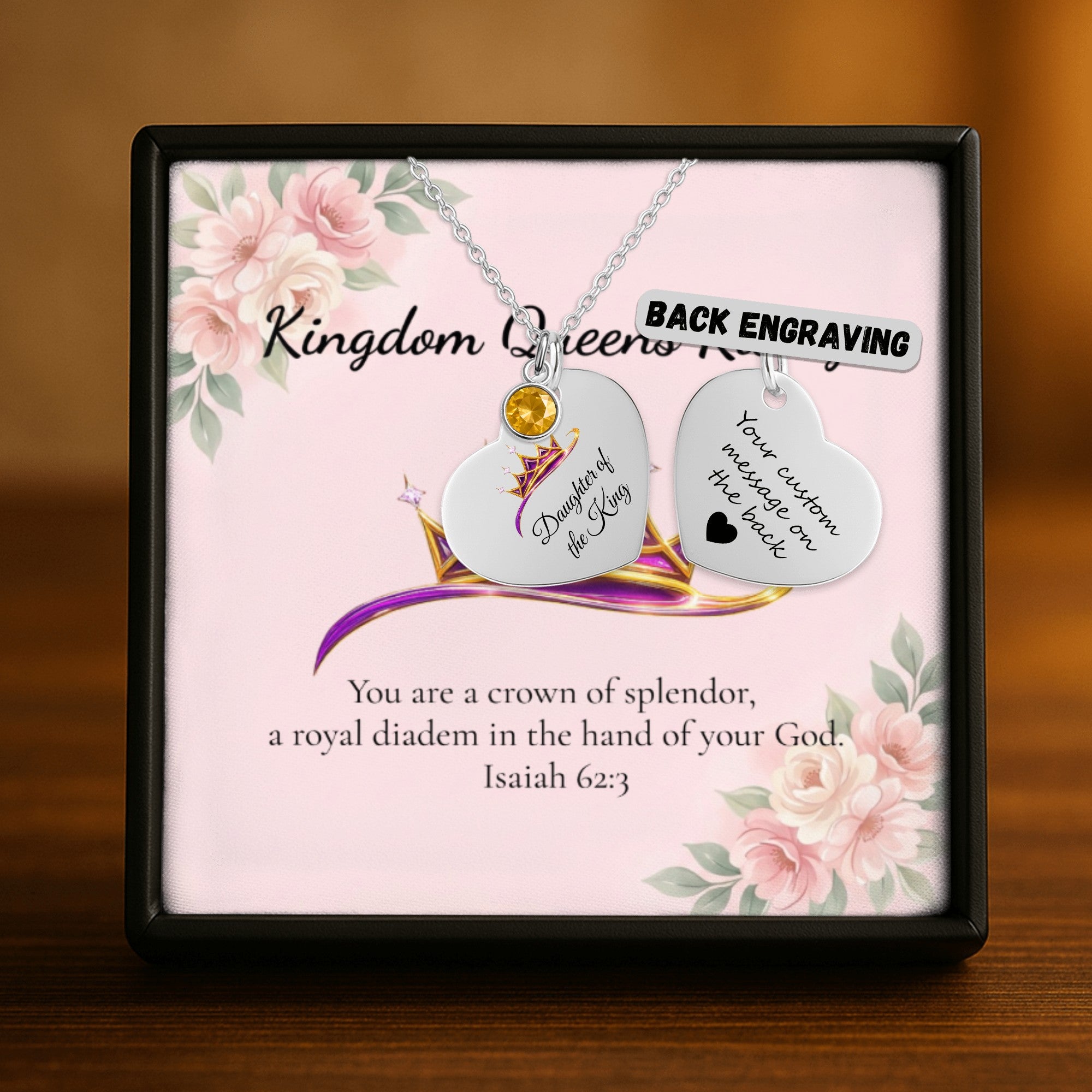 Daughter of The King Heart Necklace with Birthstone
