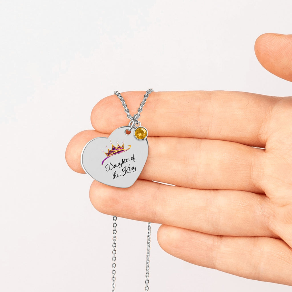 Daughter of The King Heart Necklace with Birthstone