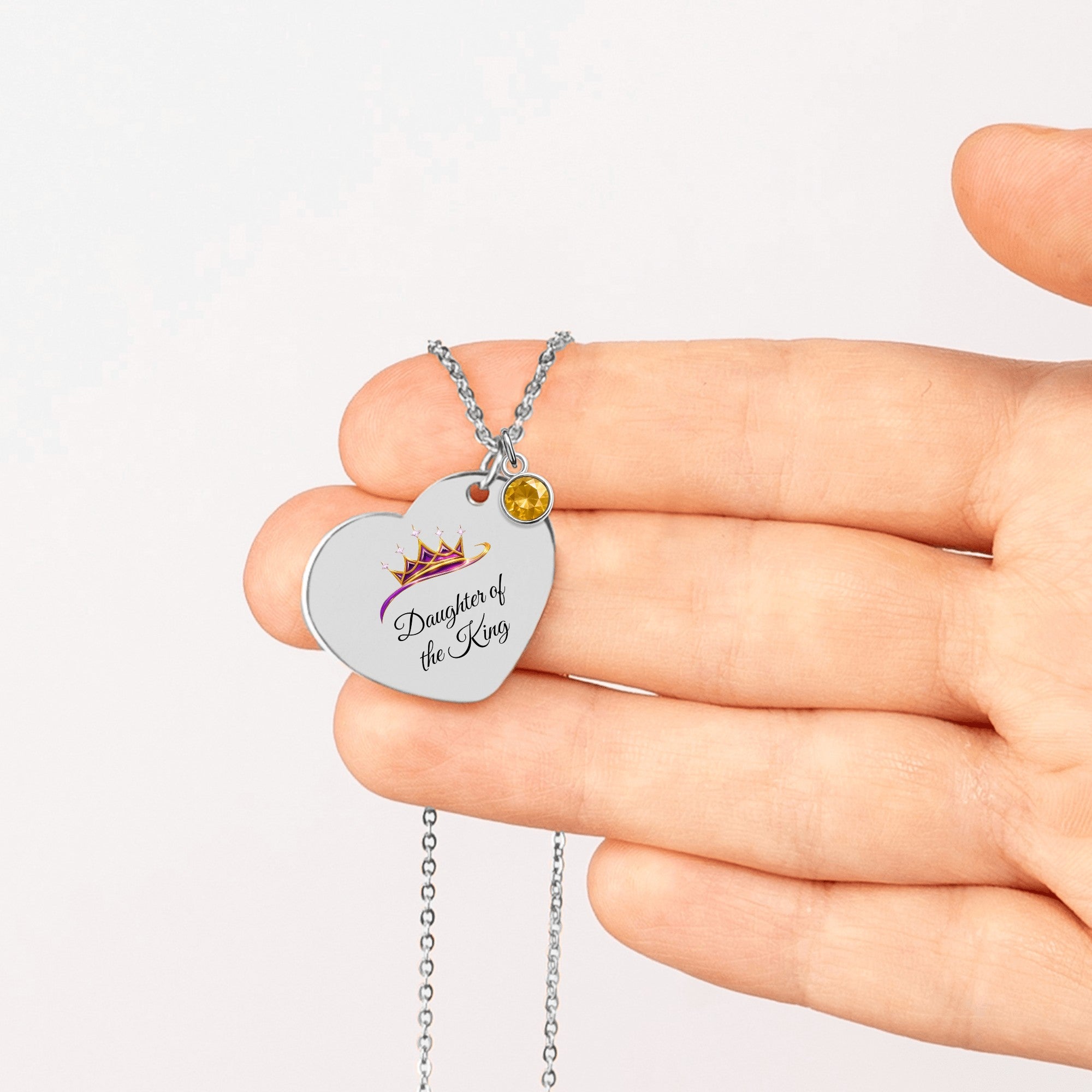 Daughter of The King Heart Necklace with Birthstone
