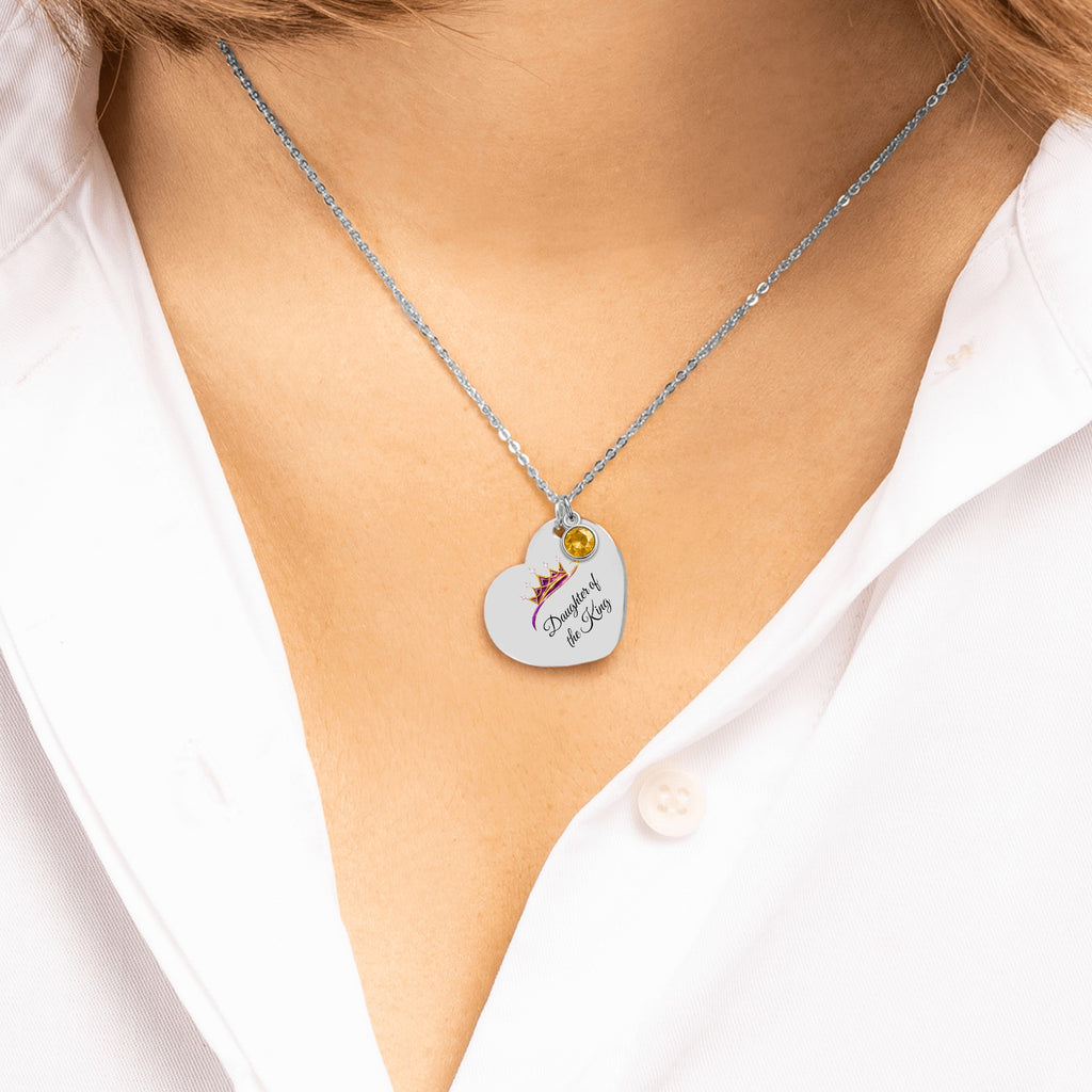 Daughter of The King Heart Necklace with Birthstone