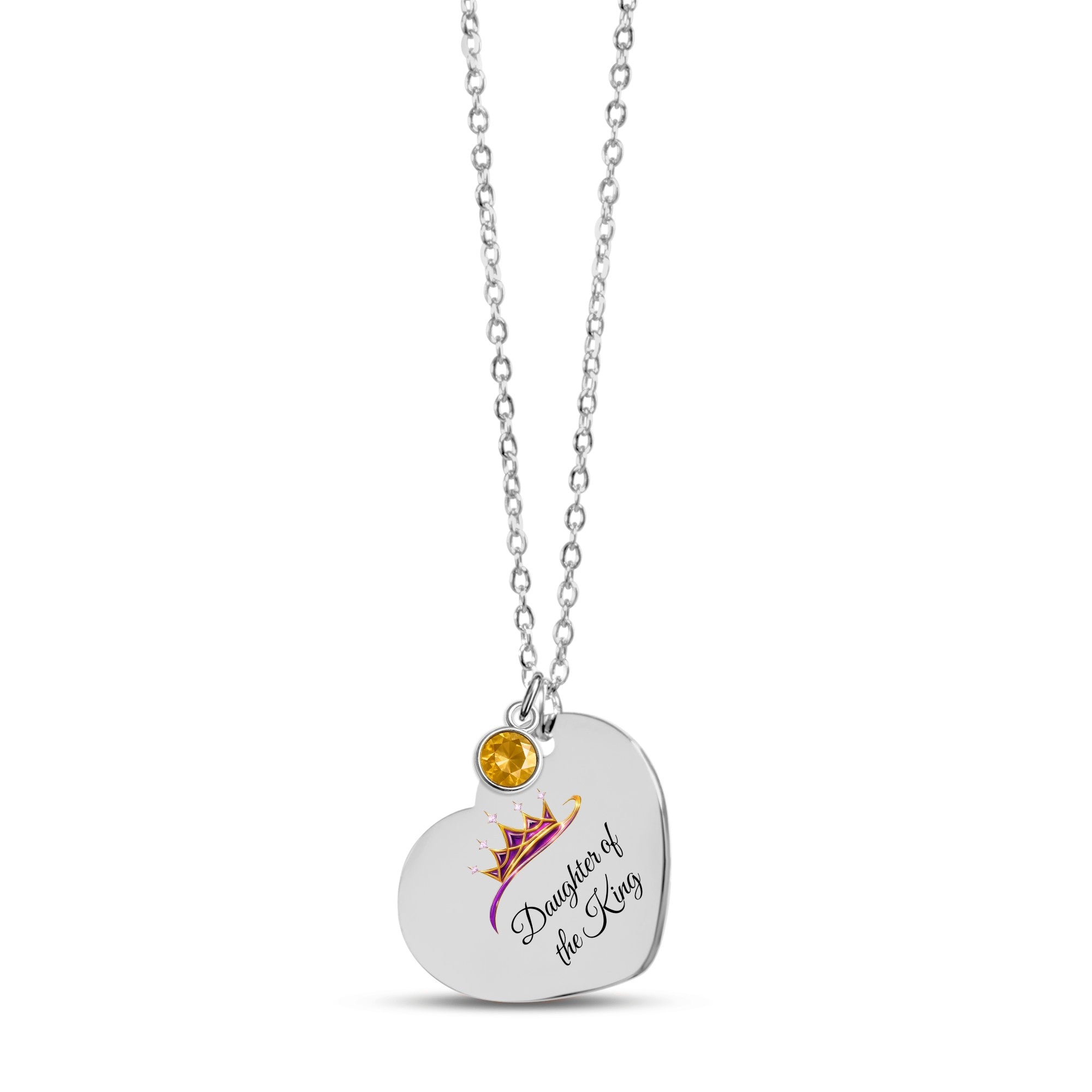 Daughter of The King Heart Necklace with Birthstone