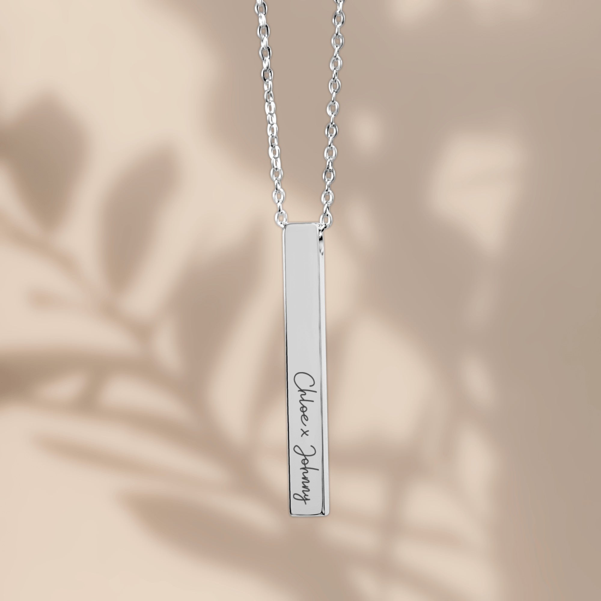 Name Engrave Cuban 3D Bar Necklace