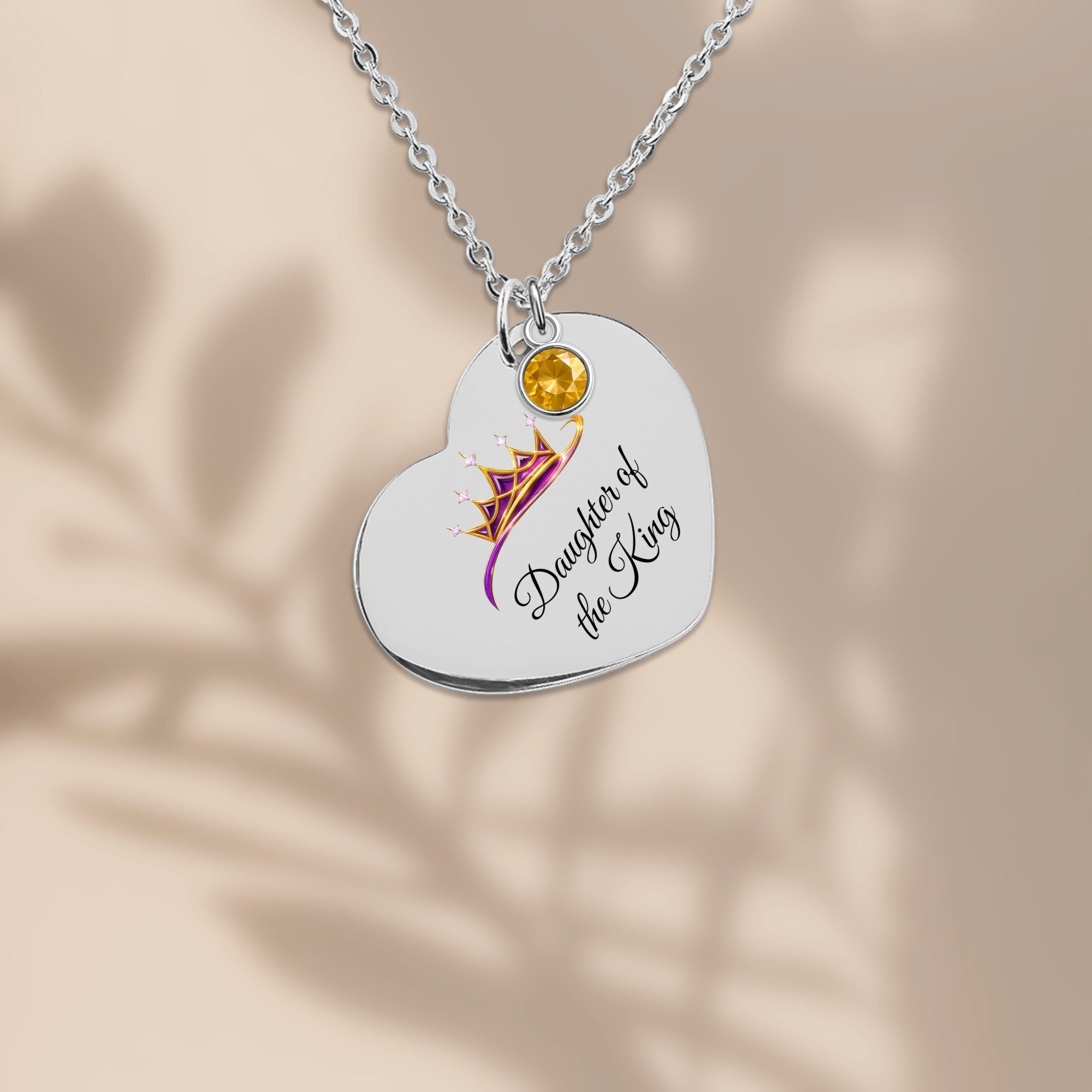 Daughter of The King Heart Necklace with Birthstone