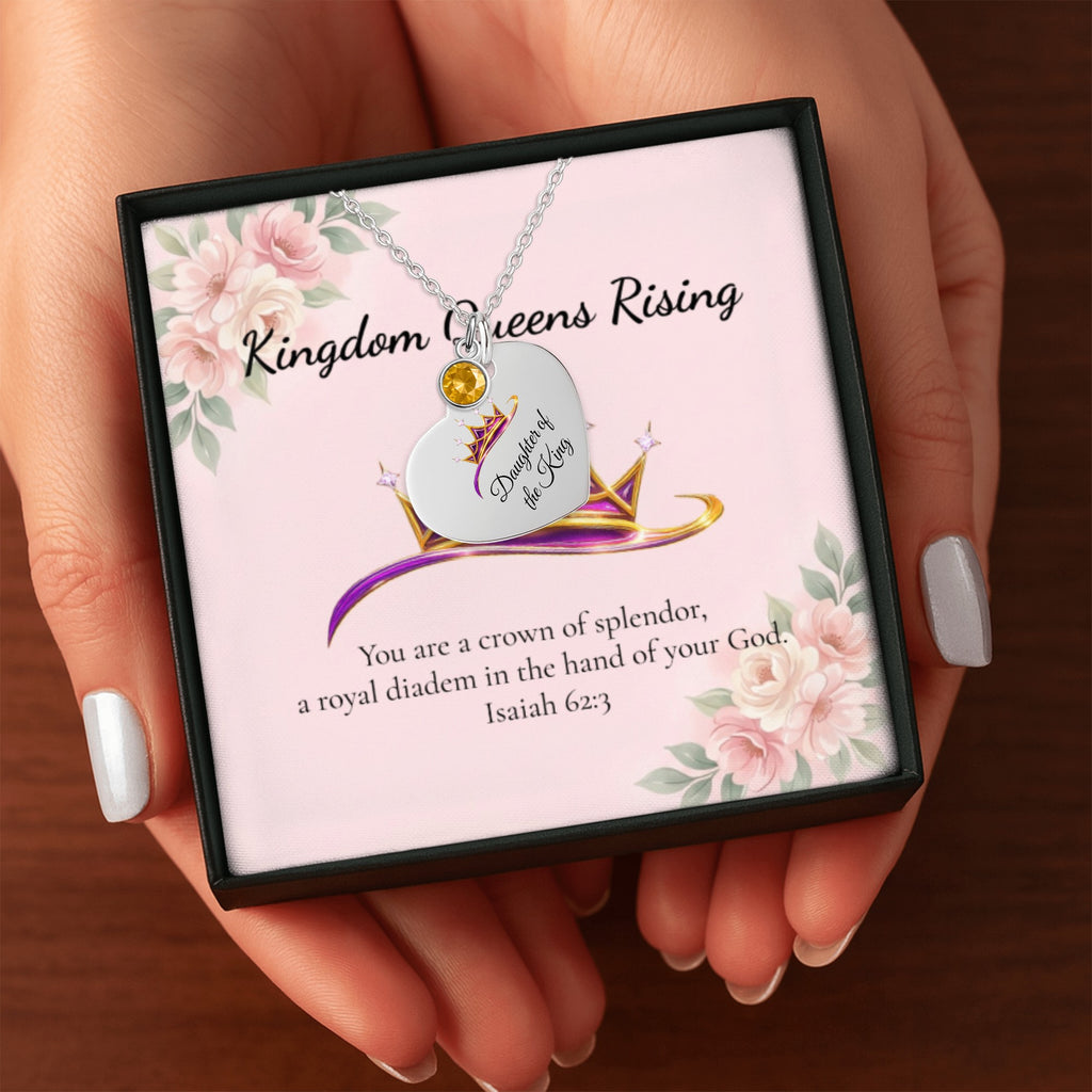 Daughter of The King Heart Necklace with Birthstone