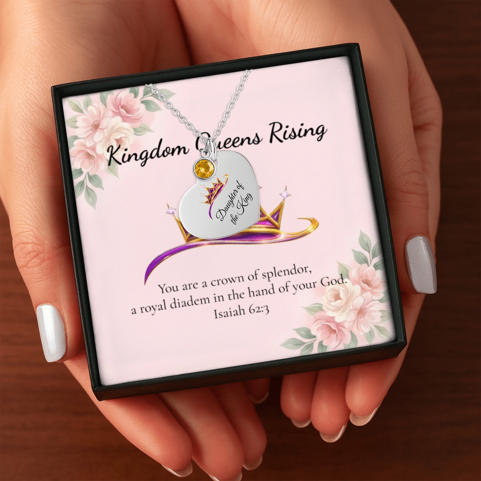 Daughter of The King Heart Necklace with Birthstone