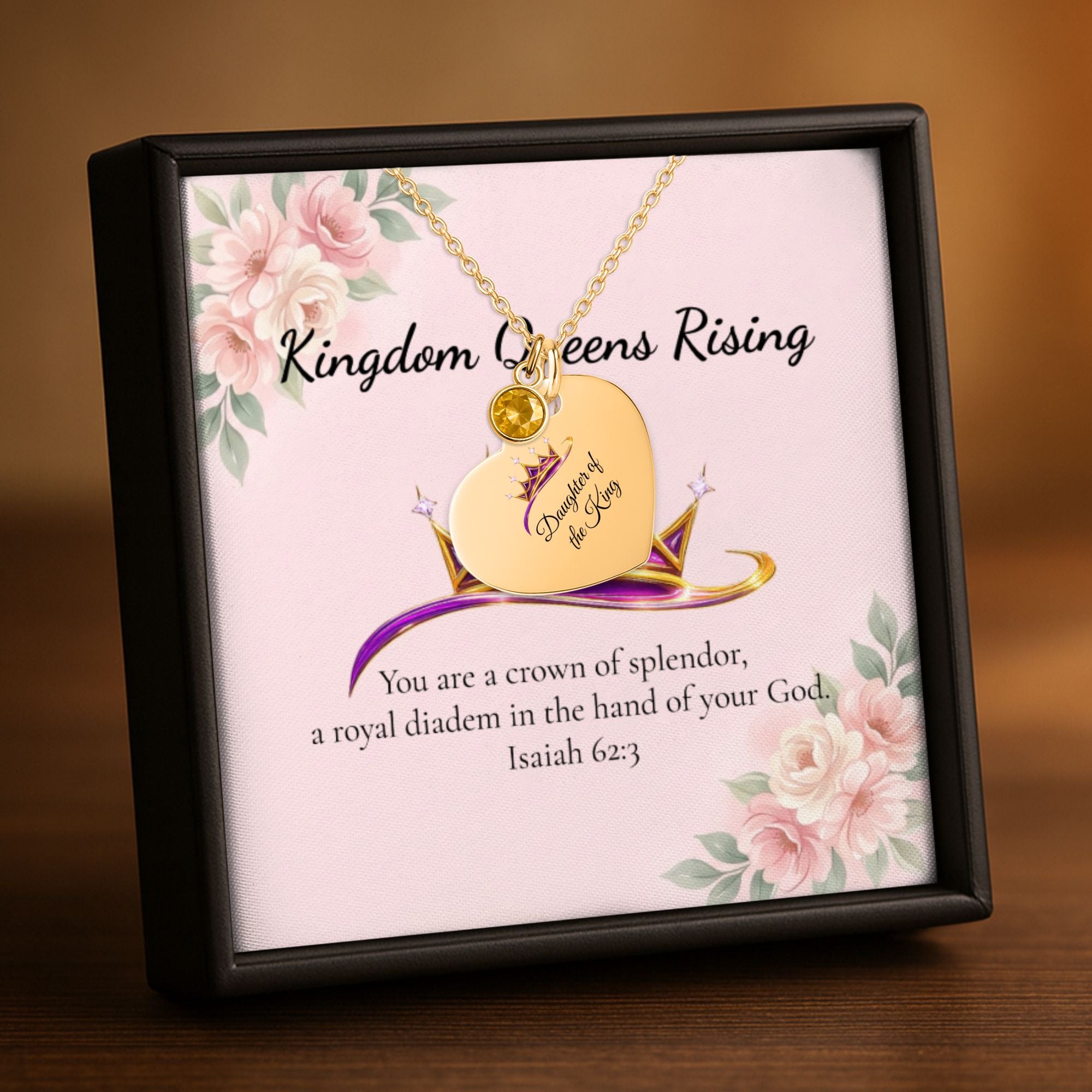 Daughter of The King Heart Necklace with Birthstone