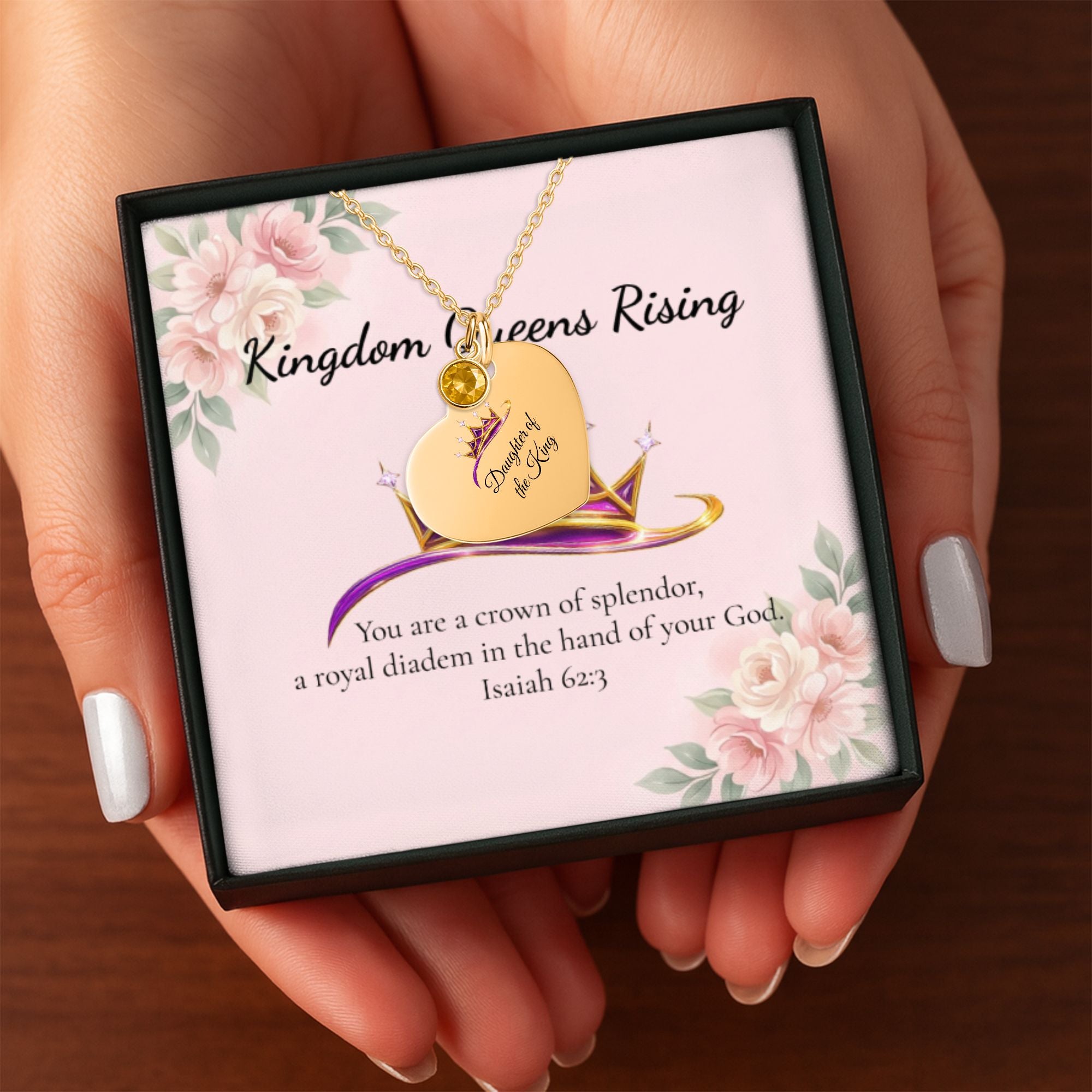 Daughter of The King Heart Necklace with Birthstone