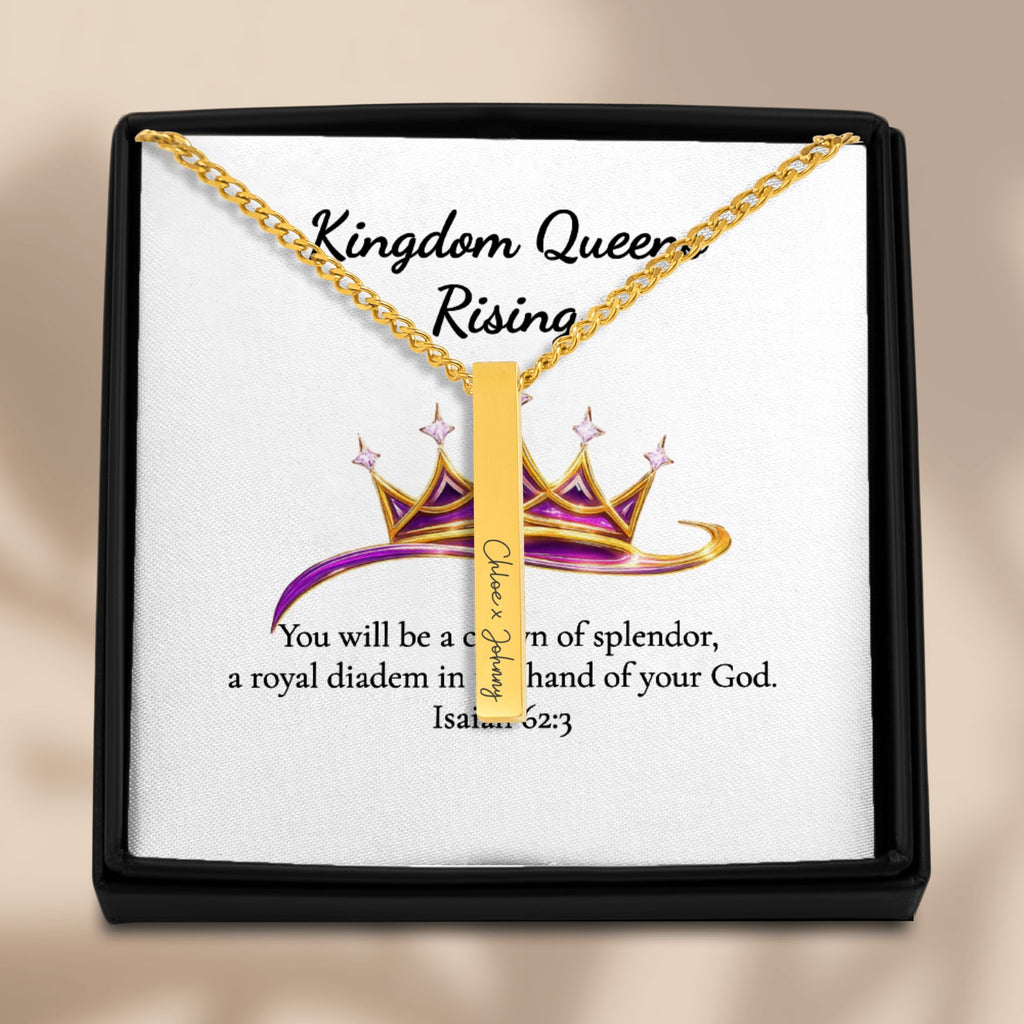 Name Engrave Cuban 3D Bar Necklace