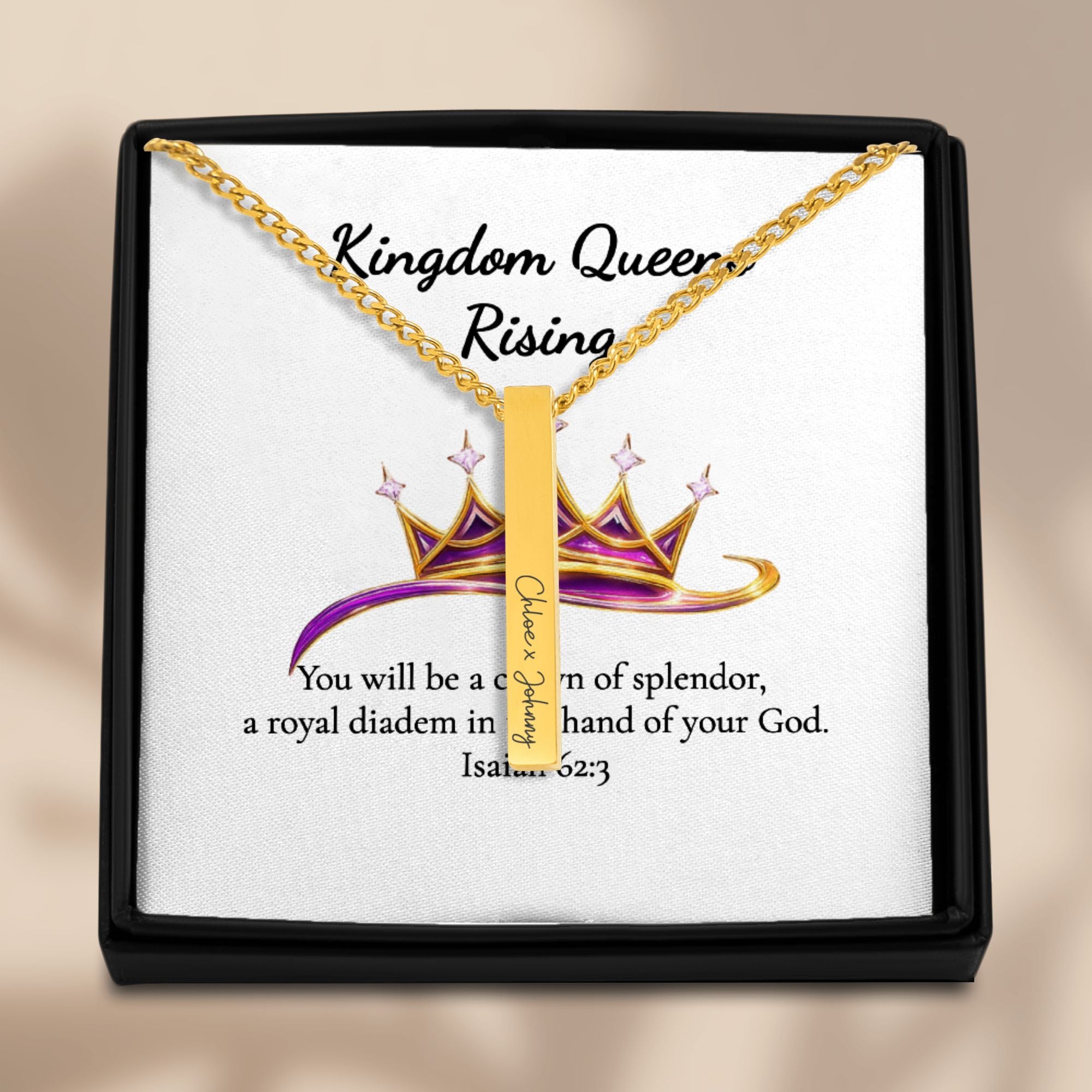 Name Engrave Cuban 3D Bar Necklace
