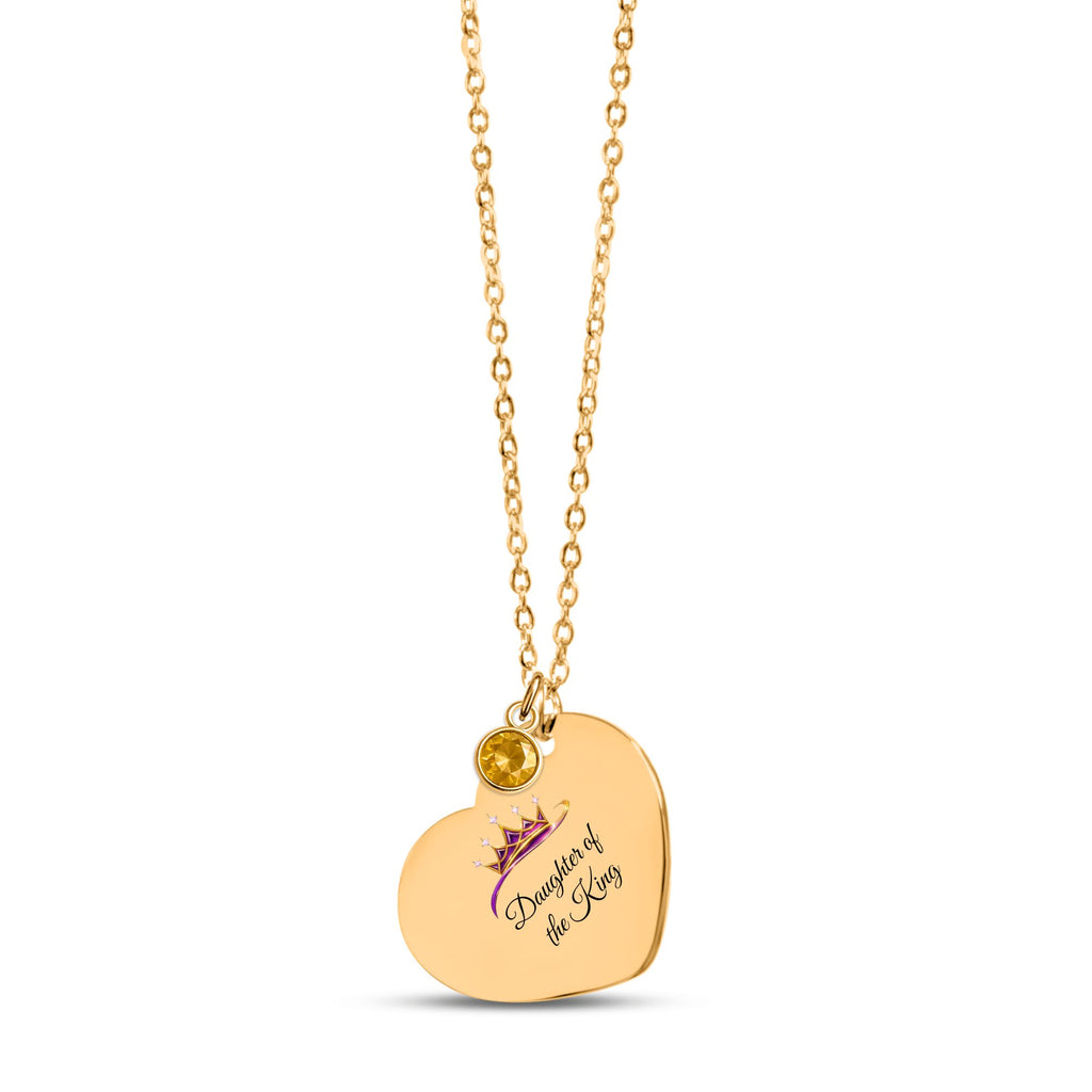 Daughter of The King Heart Necklace with Birthstone