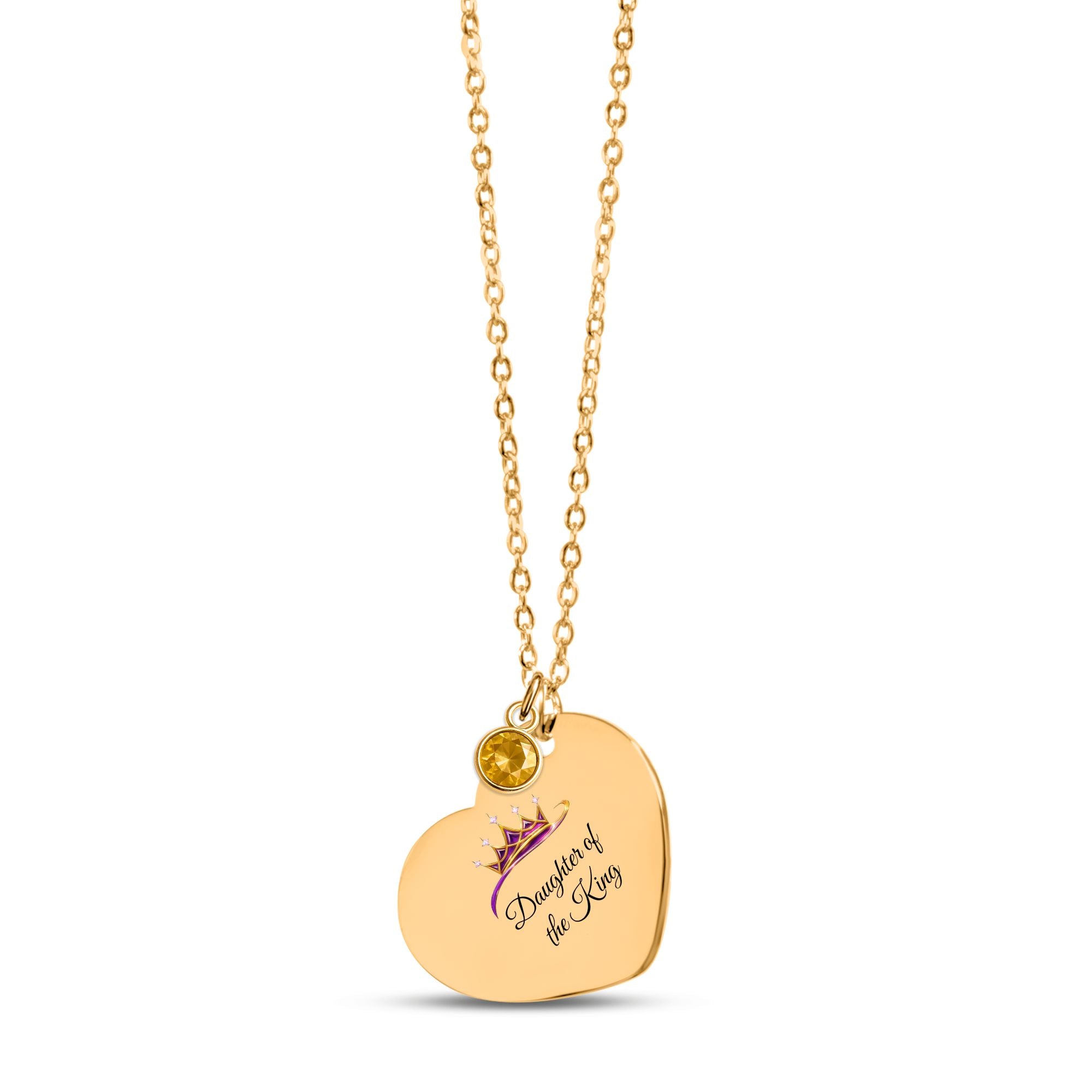 Daughter of The King Heart Necklace with Birthstone