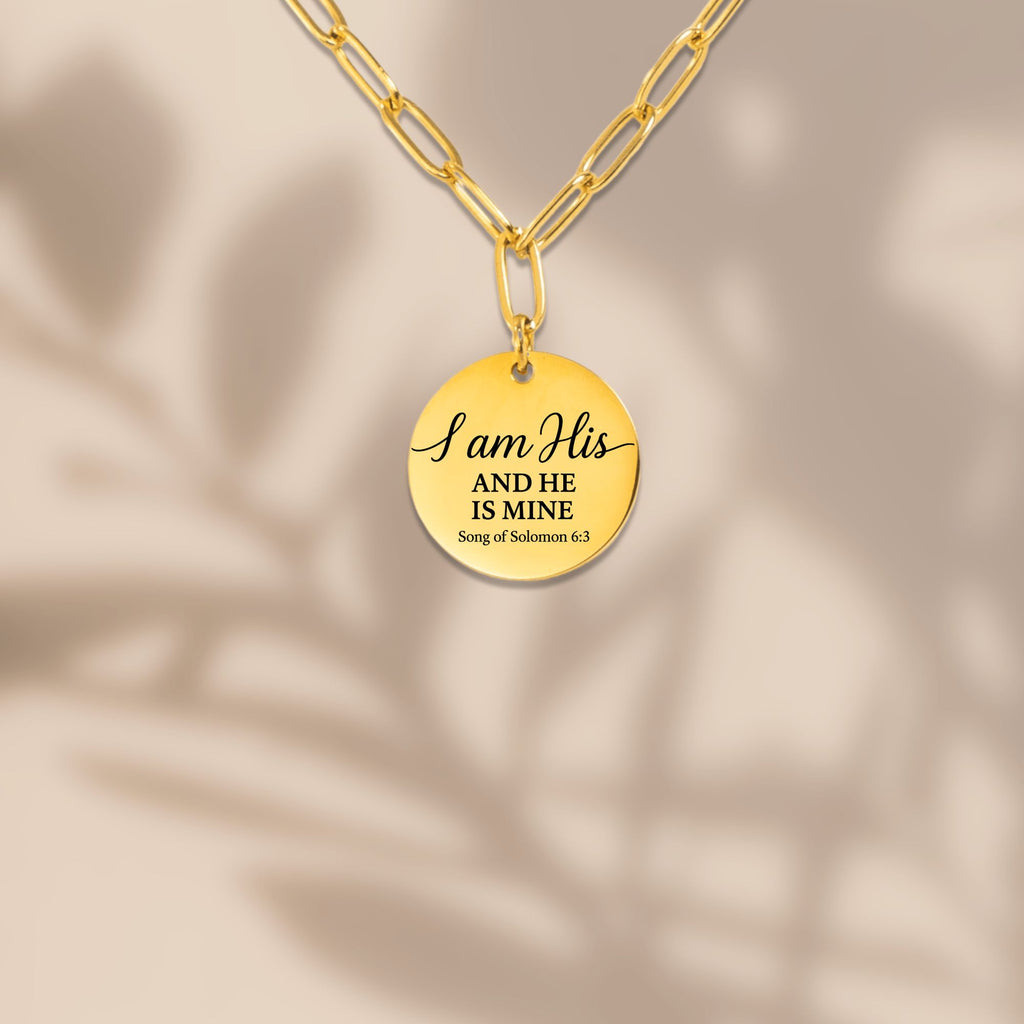 I am His Paperclip Coin Necklace