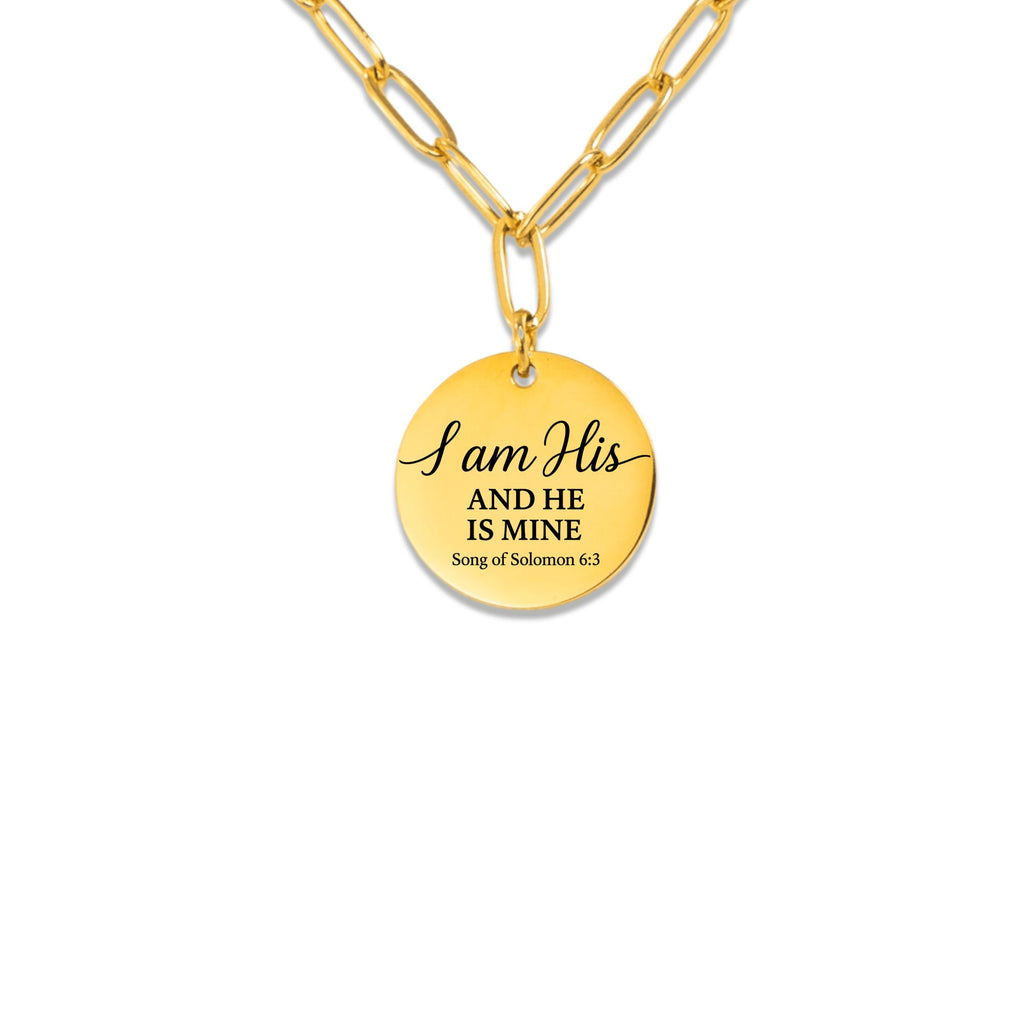 I am His Paperclip Coin Necklace