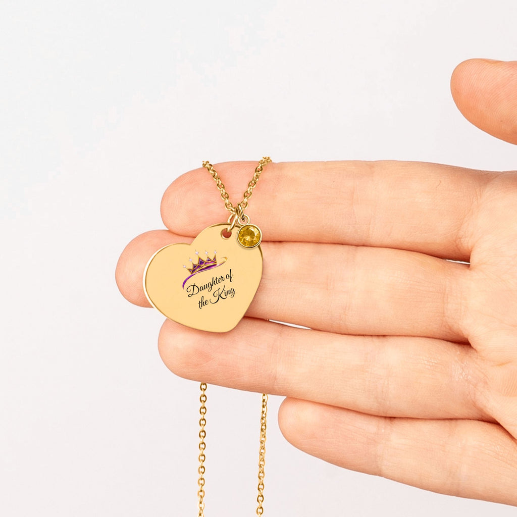 Daughter of The King Heart Necklace with Birthstone