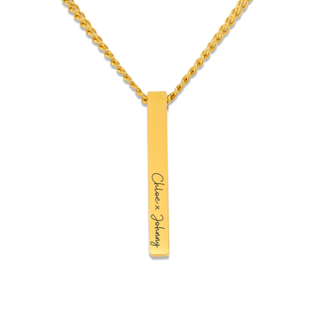 Name Engrave Cuban 3D Bar Necklace