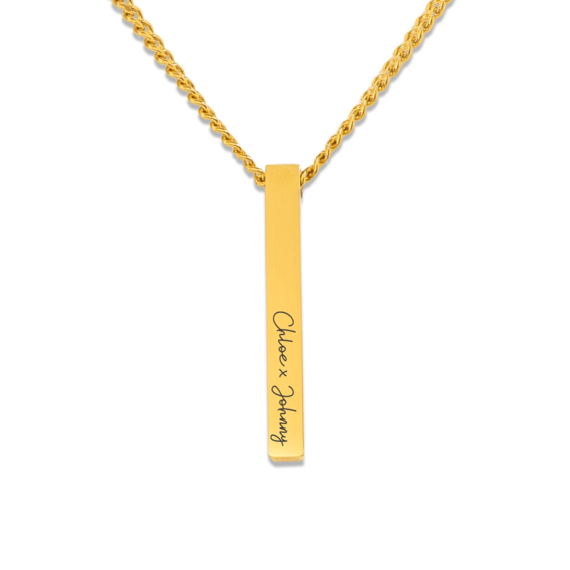 Name Engrave Cuban 3D Bar Necklace