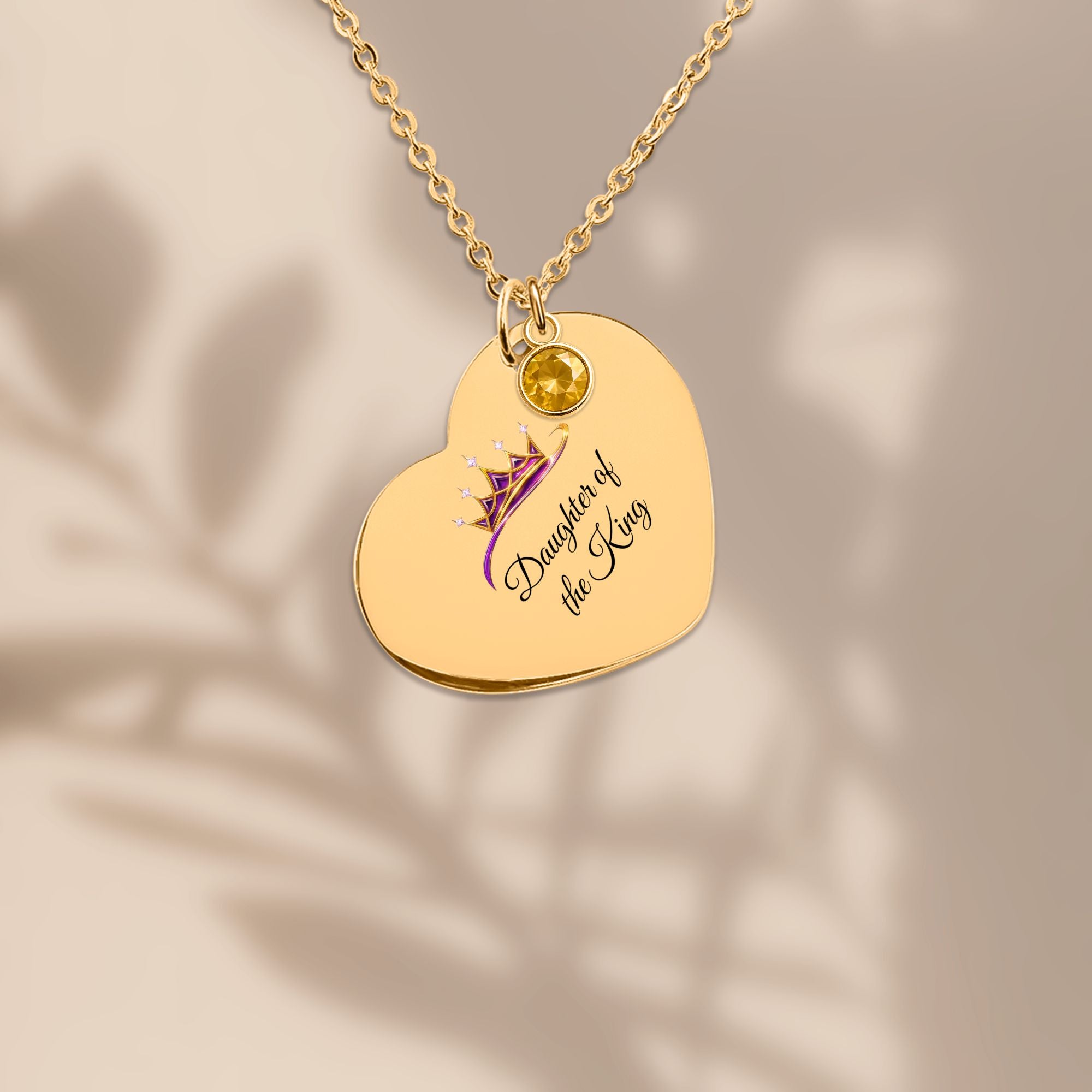 Daughter of The King Heart Necklace with Birthstone