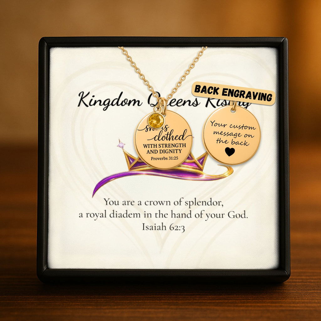 Proverbs 31:25 Coin Necklace with Birthstone