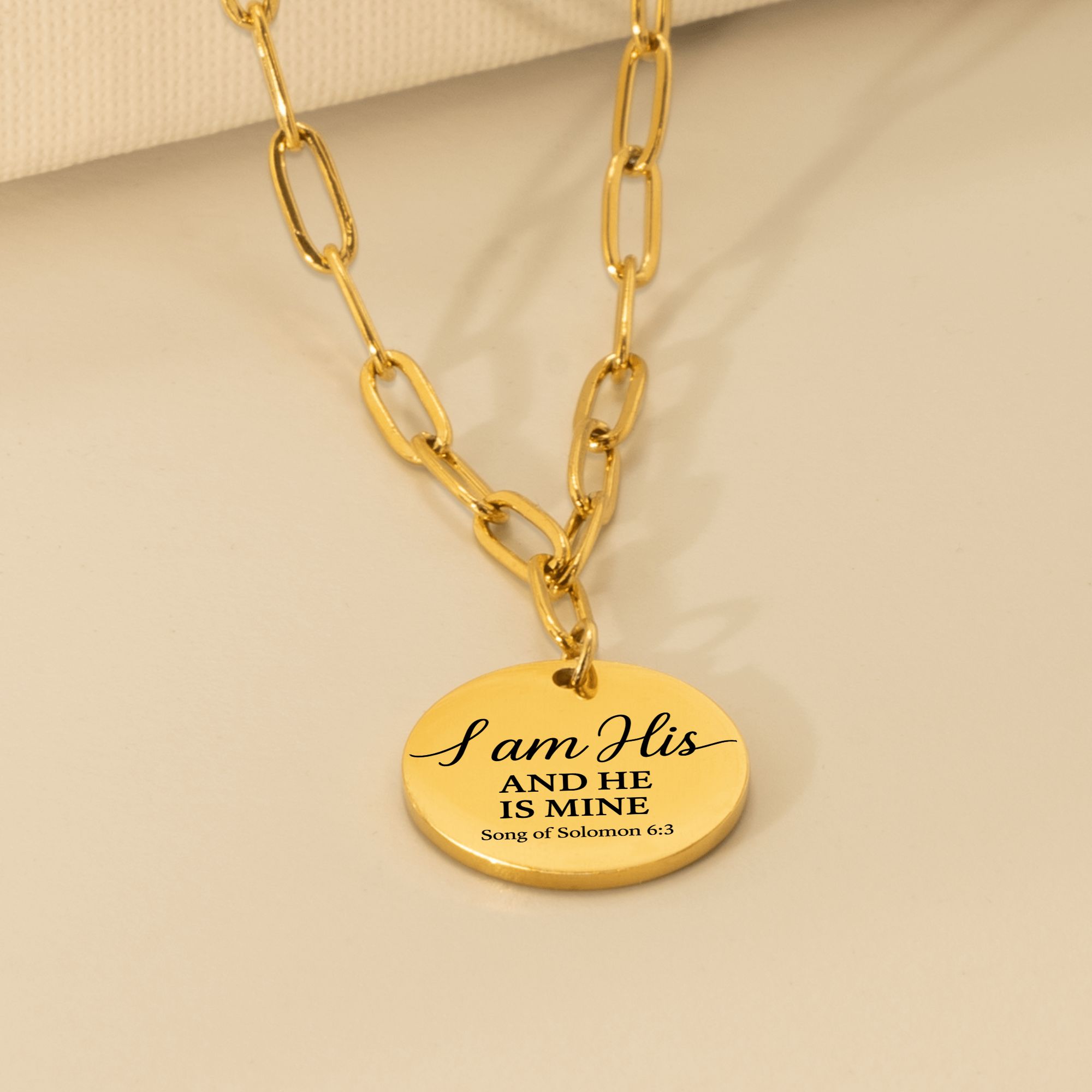 I am His Paperclip Coin Necklace