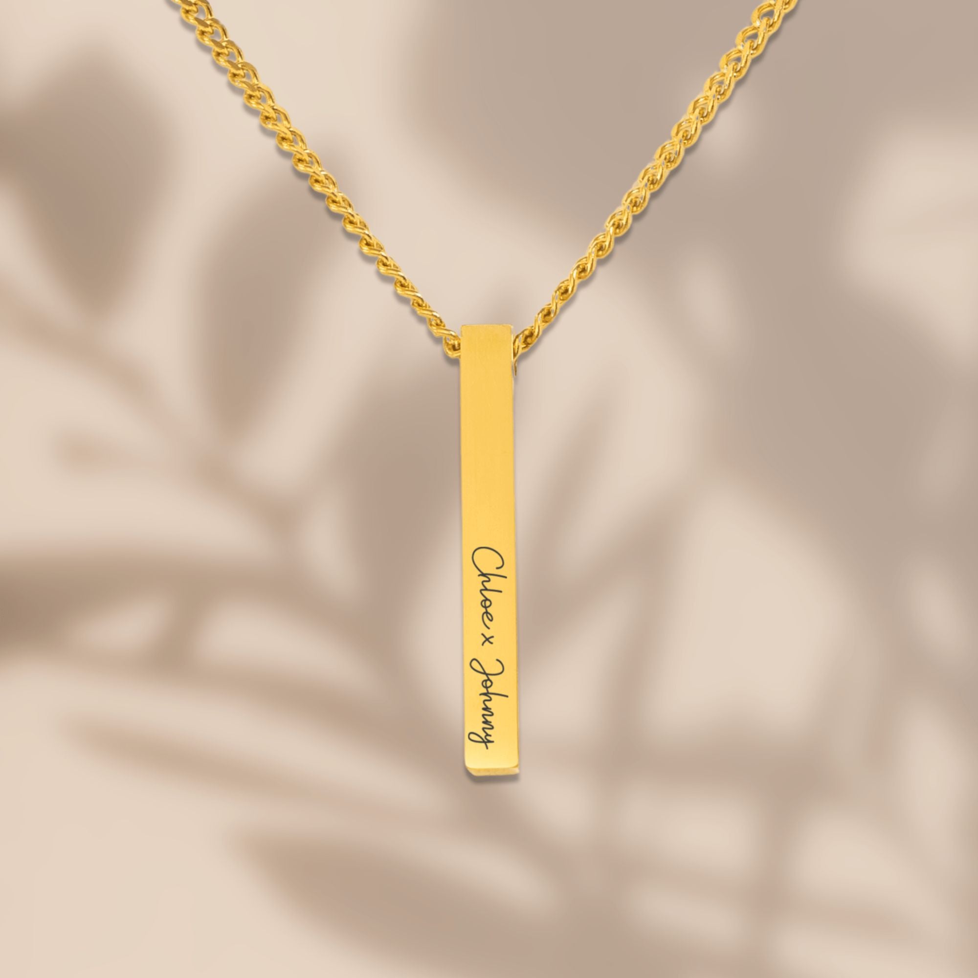 Name Engrave Cuban 3D Bar Necklace